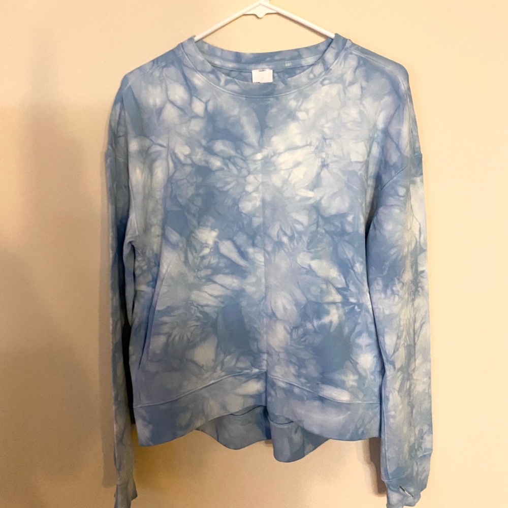 Brand: All In Motion  Size: Small but can fit a Medium  Color: Blue Tie Dye